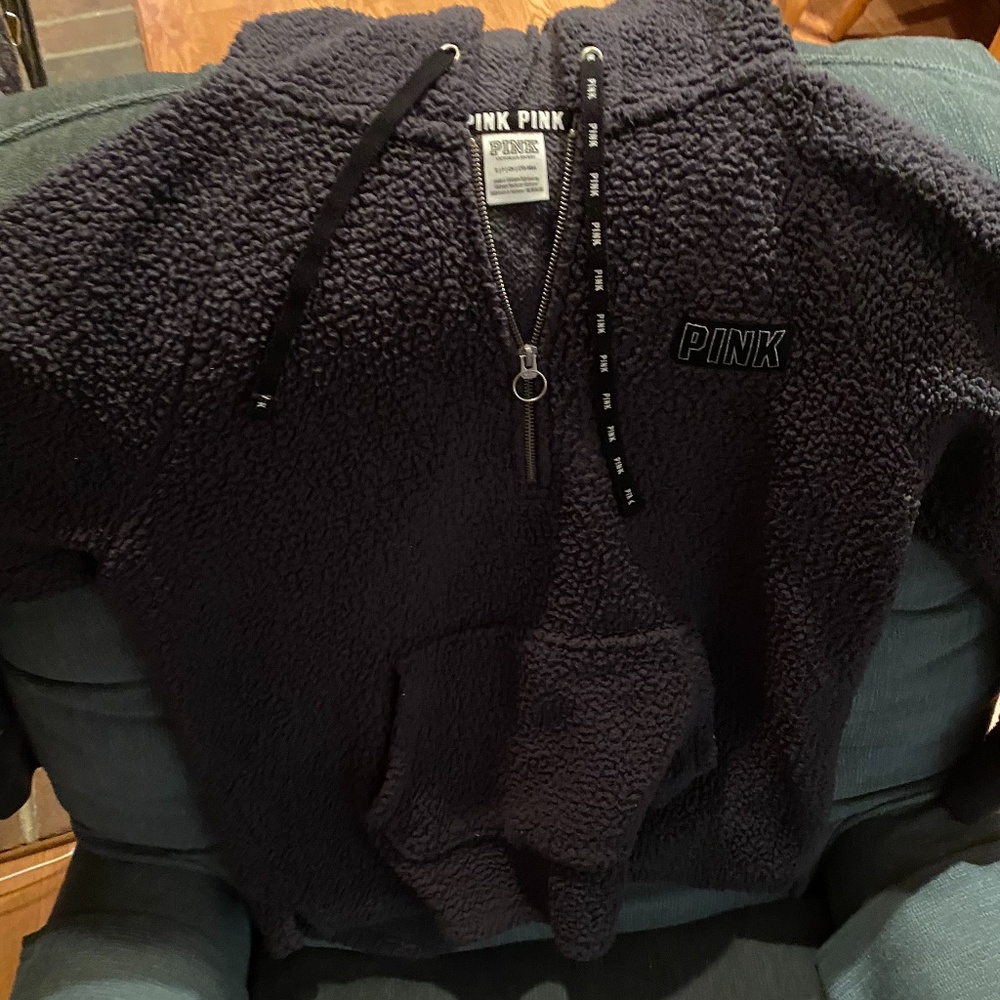 Womens grey sherpa 1/2 zip hoodie